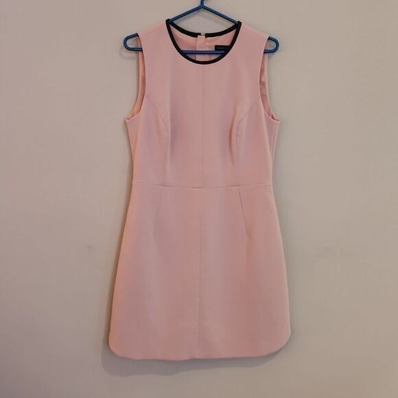 Like New Banana Republic Pink Shift Dress with Leather Trim Size 12 - Picture 1 of 9